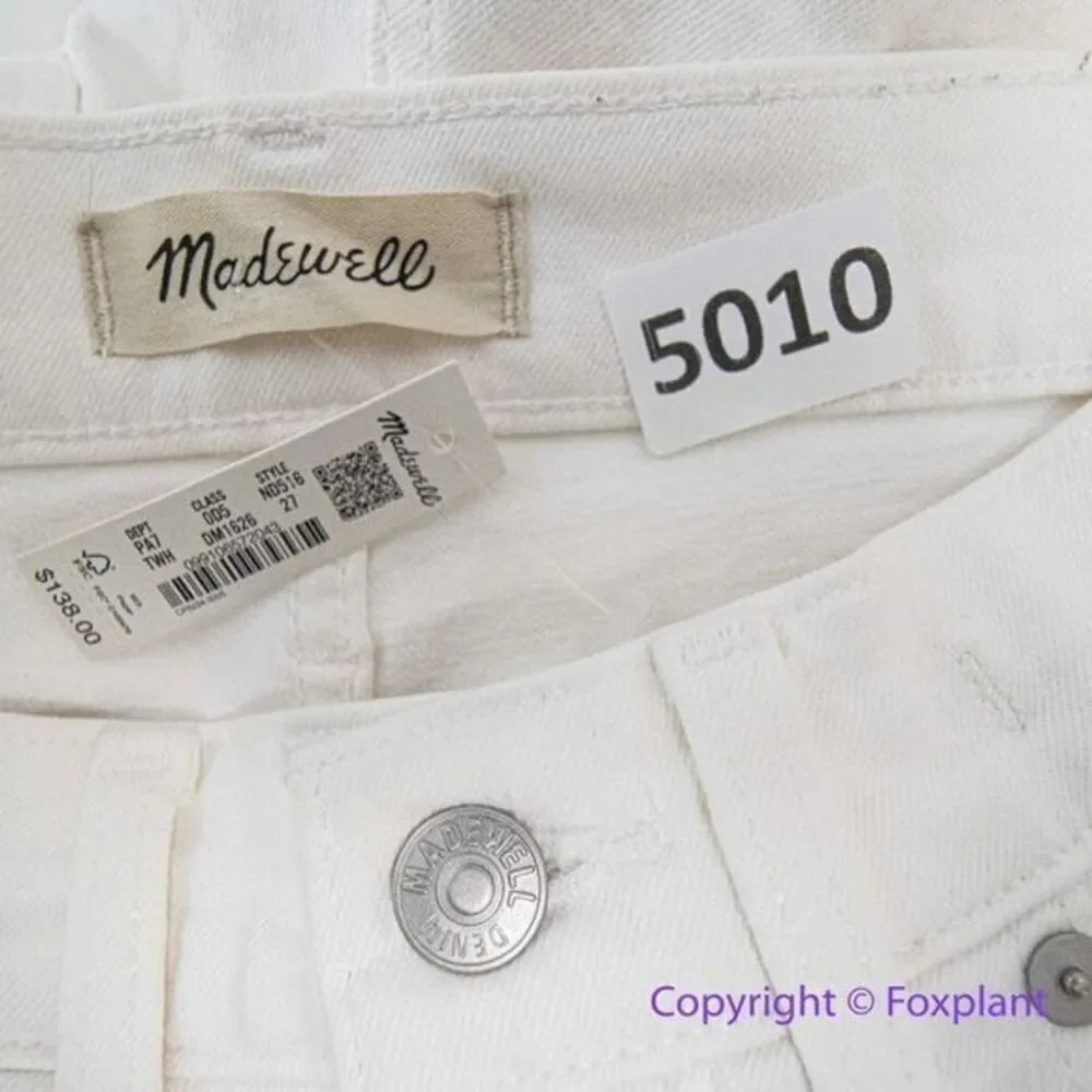 Madewell The Perfect Vintage Straight Jean in Tile White: Ripped-Knee, 27‎